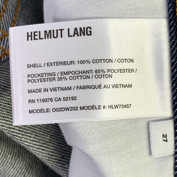 HELMUT LANG 27 Mid Rise Slim Indigo Contrast Stitch Cotton Slim Straight Jeans - Picture 4 of 5